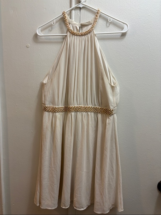 H&M Dresses & Skirts - H&M Cream Strapless Dress with Gold Braid Trim Size 12